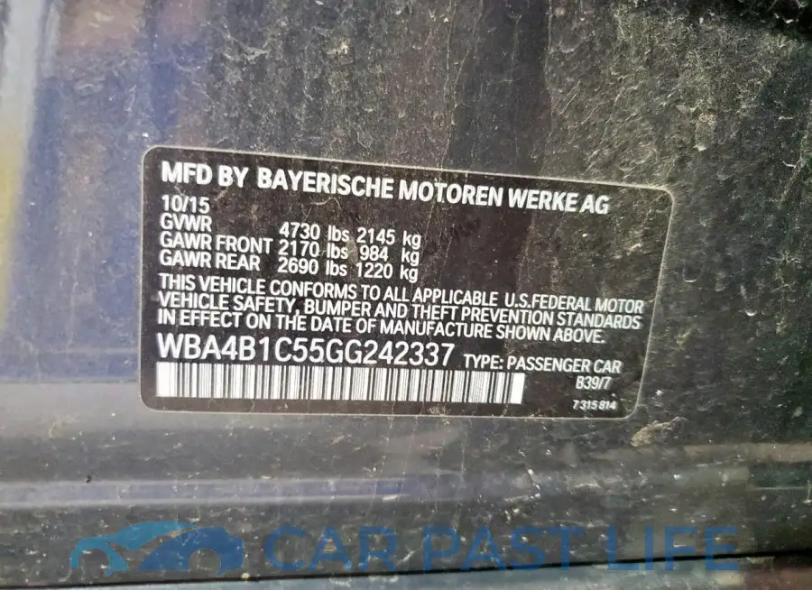 WBA4B1C55GG242337# 12