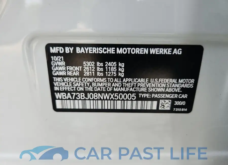 WBA73BJ08NWX50005# 13