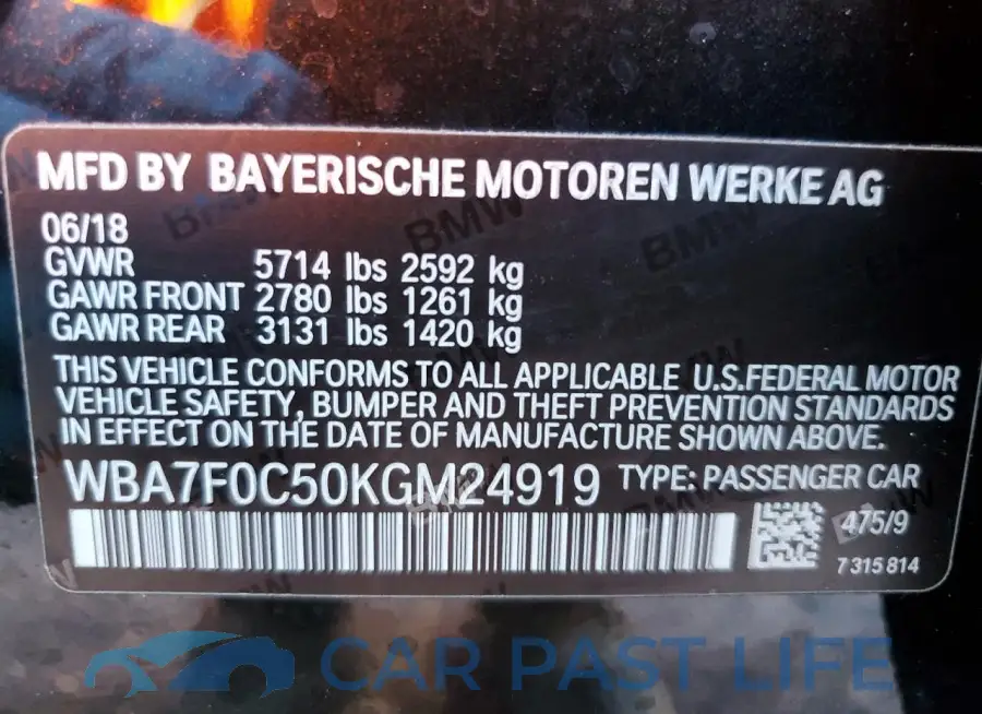 WBA7F0C50KGM24919# 12