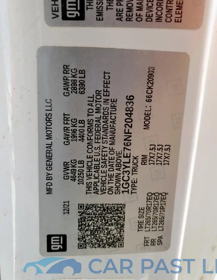 1GC3YLE76NF204836# 12