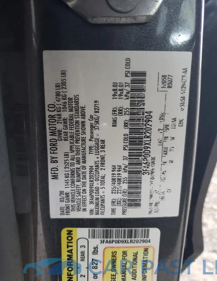 3FA6P0D9XLR202904# 13