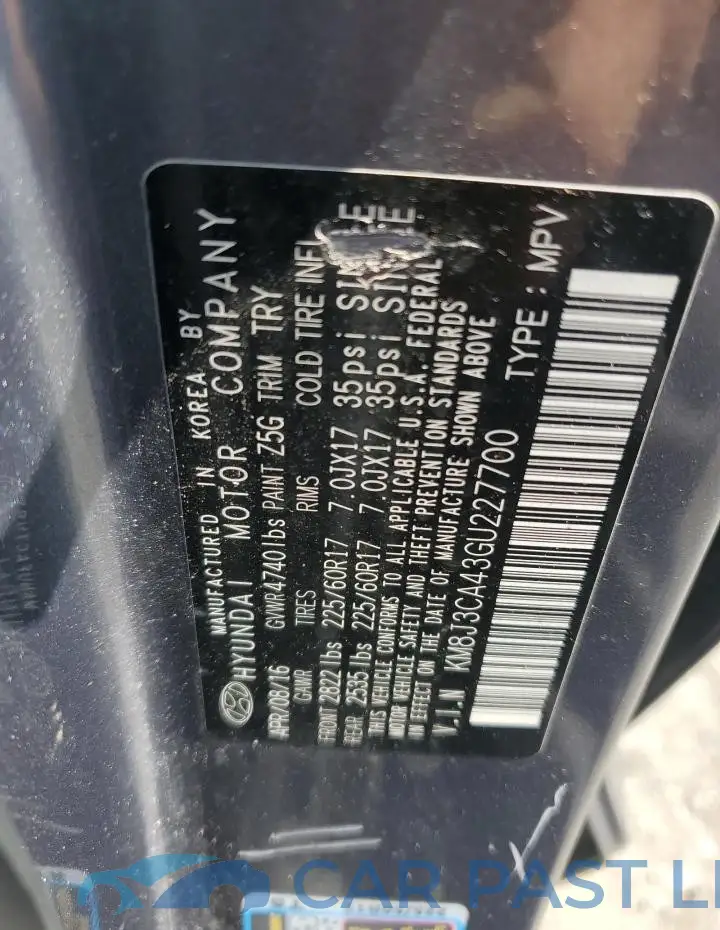 KM8J3CA43GU227700# 12