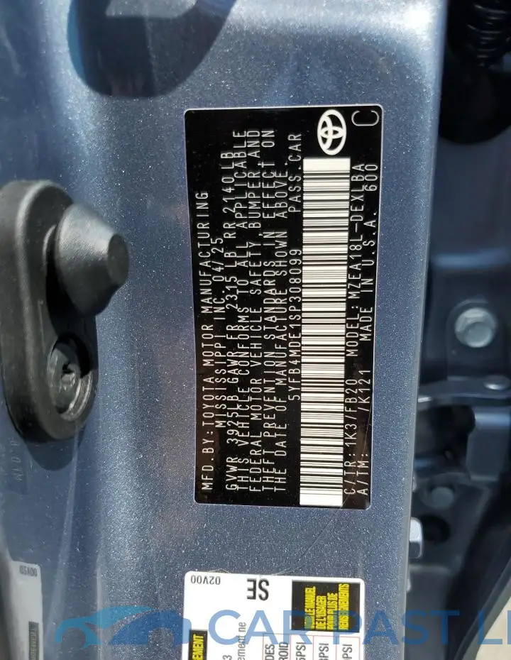 5YFB4MDE1SP308099# 12