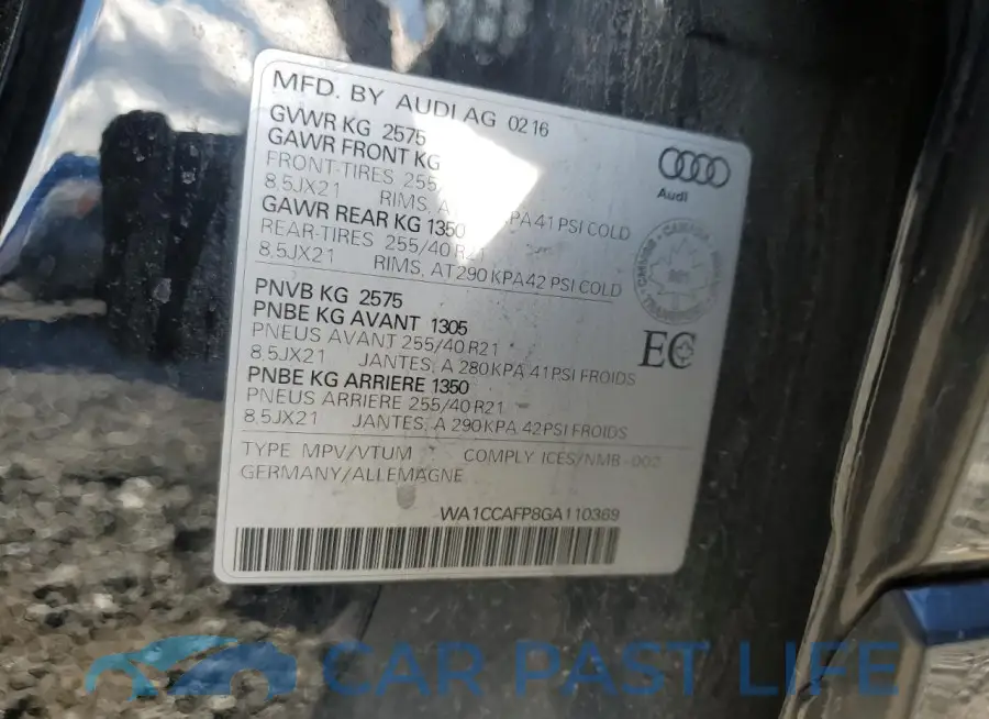 WA1CCAFP8GA110369# 14