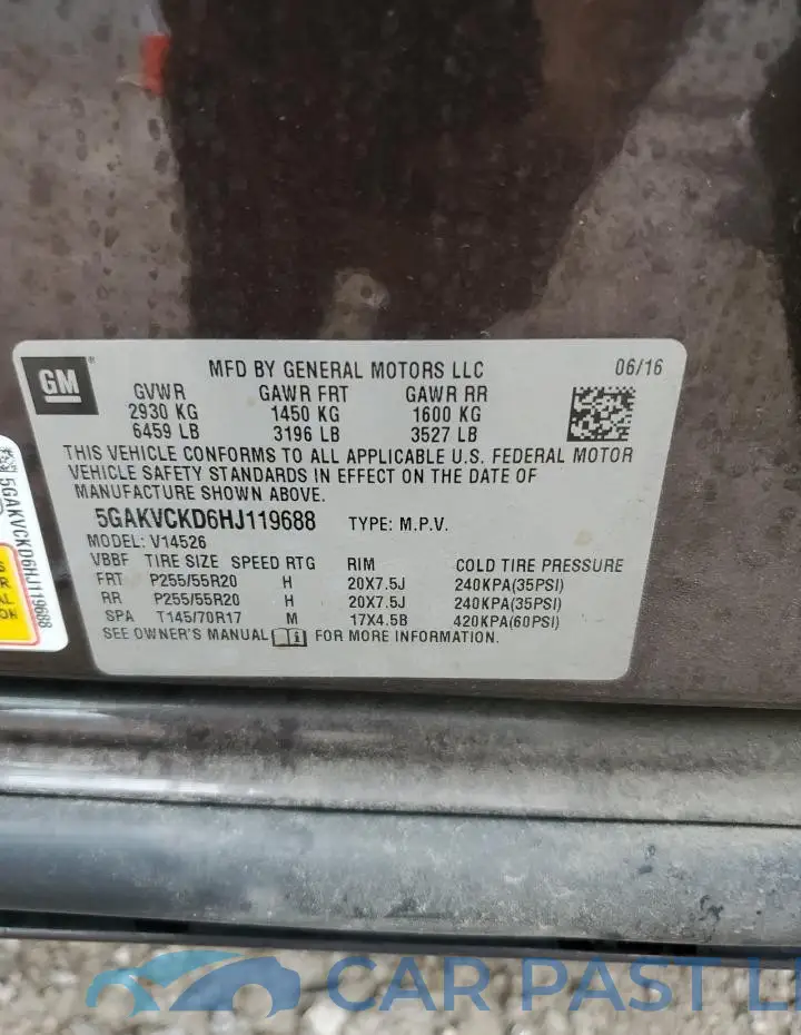 5GAKVCKD6HJ119688# 13