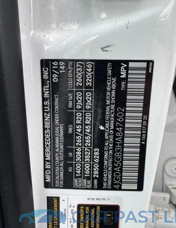 4JGDA5GB3HA847602# 12