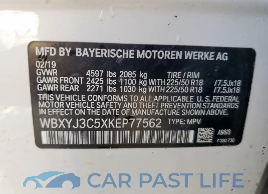 WBXYJ3C5XKEP77562# 13