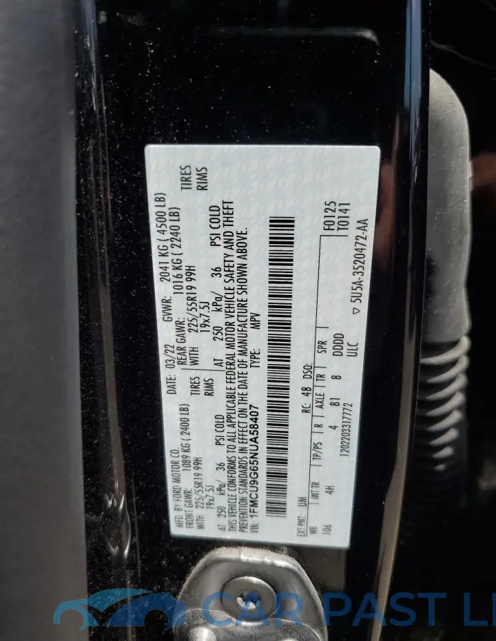 1FMCU9G65NUA58407# 13