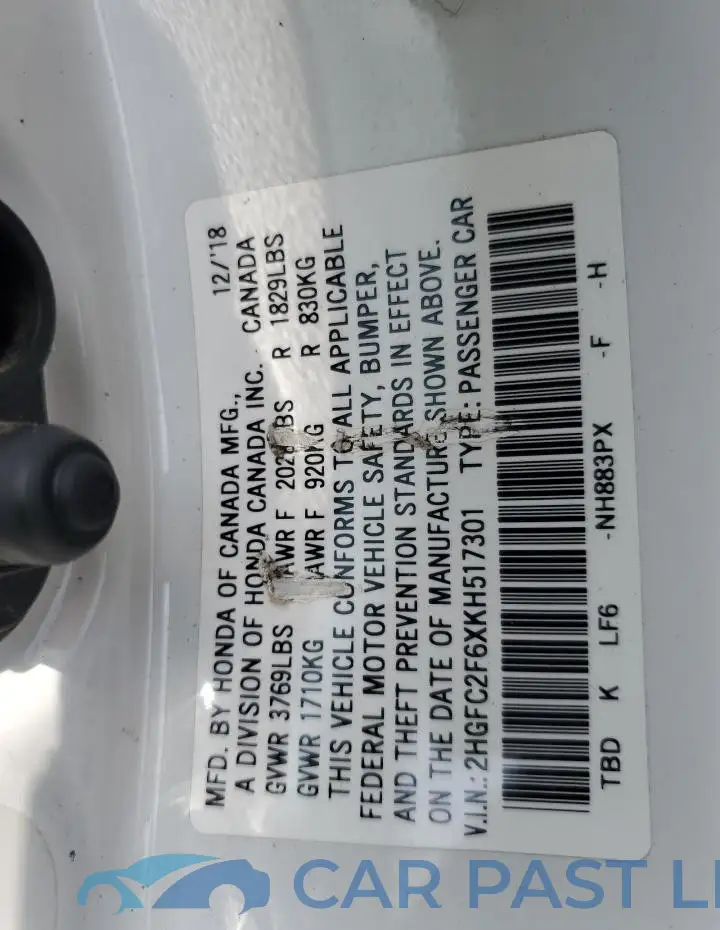 2HGFC2F6XKH517301# 12