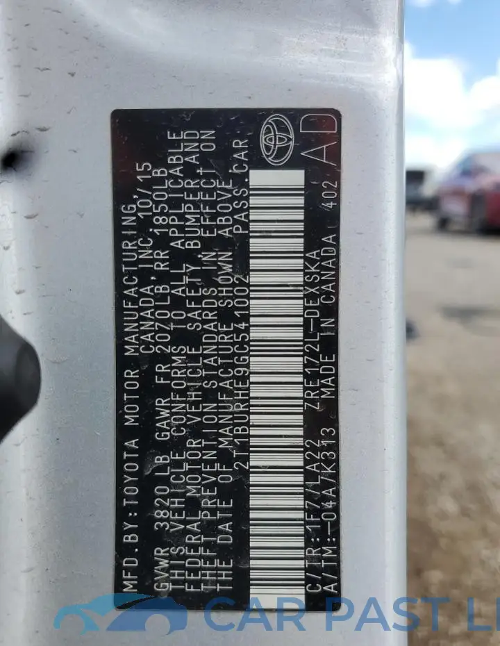 2T1BURHE9GC541002# 13