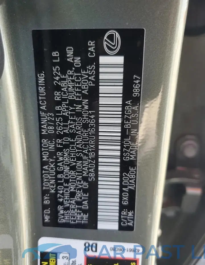 58ADZ1B1XRU163641# 12