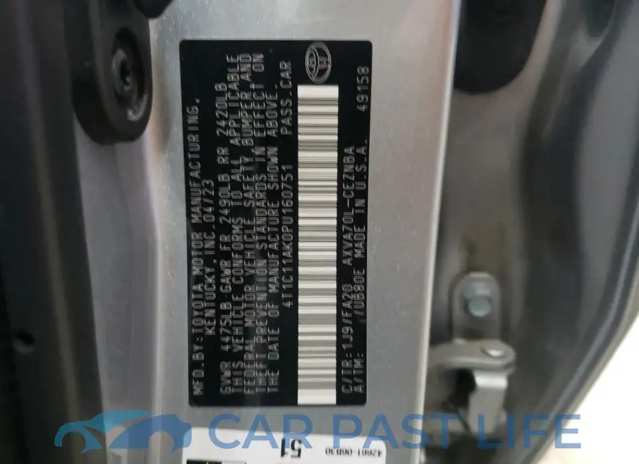4T1C11AK0PU160751# 13