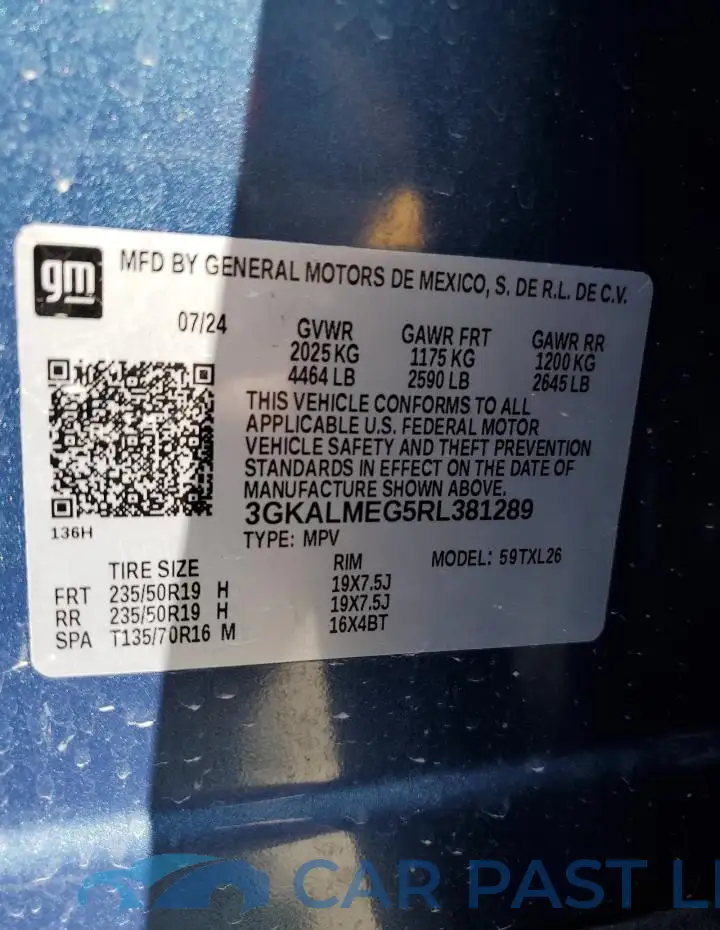 3GKALMEG5RL381289# 13