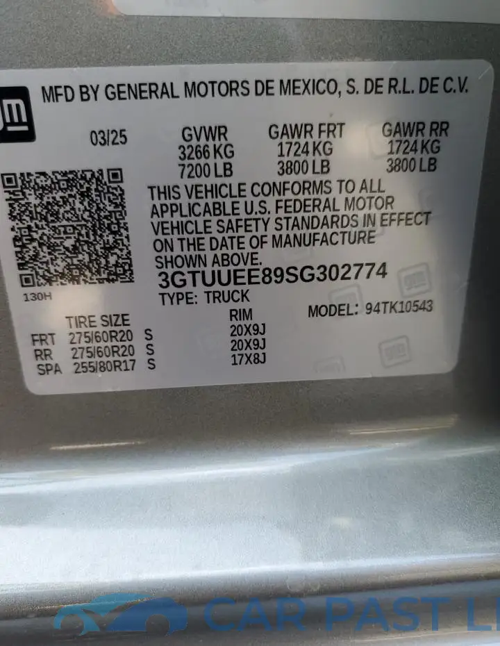 3GTUUEE89SG302774# 13