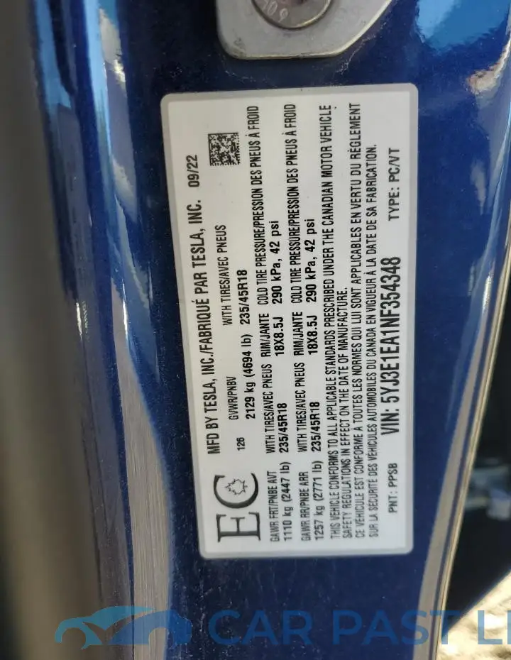 5YJ3E1EA1NF354348# 13