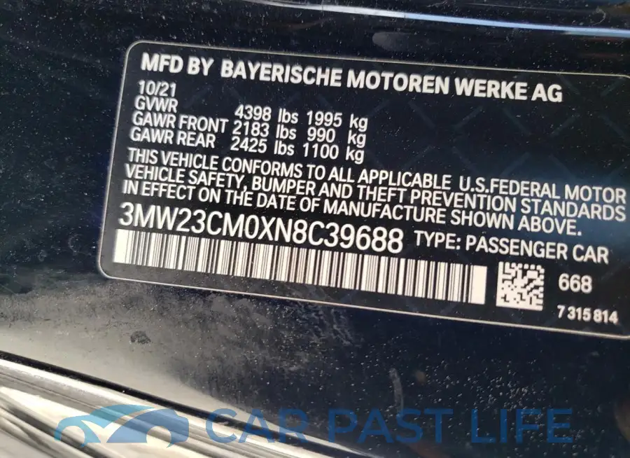 3MW23CM0XN8C39688# 12