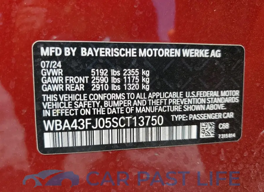 WBA43FJ05SCT13750# 12