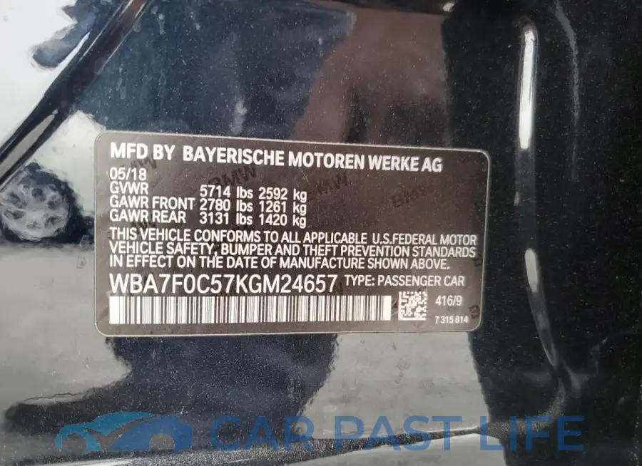 WBA7F0C57KGM24657# 13
