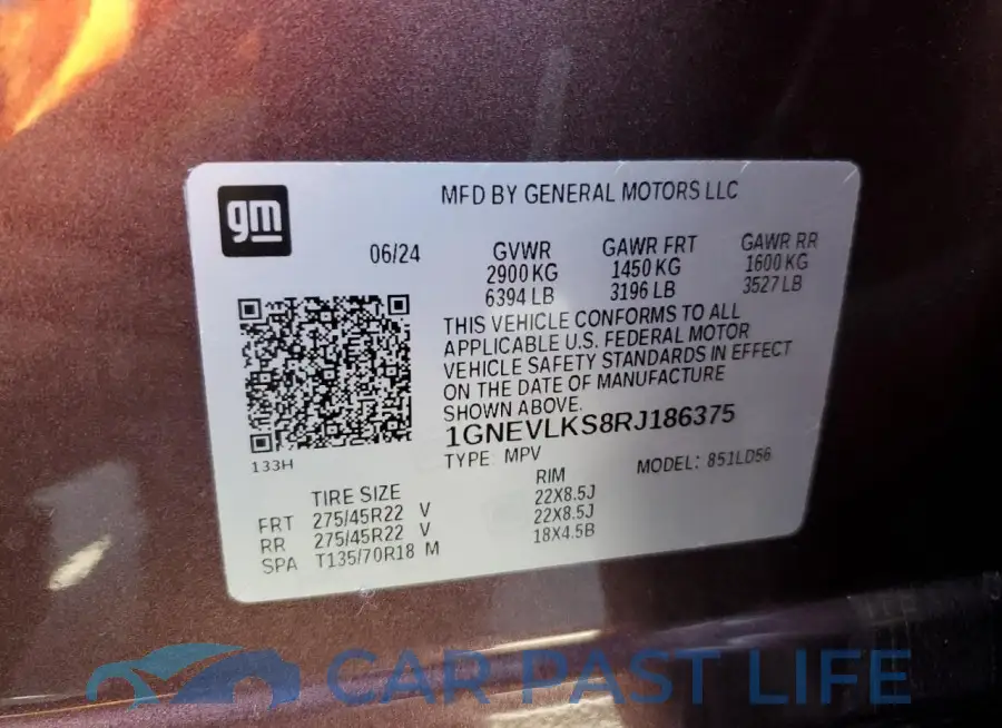 1GNEVLKS8RJ186375# 14