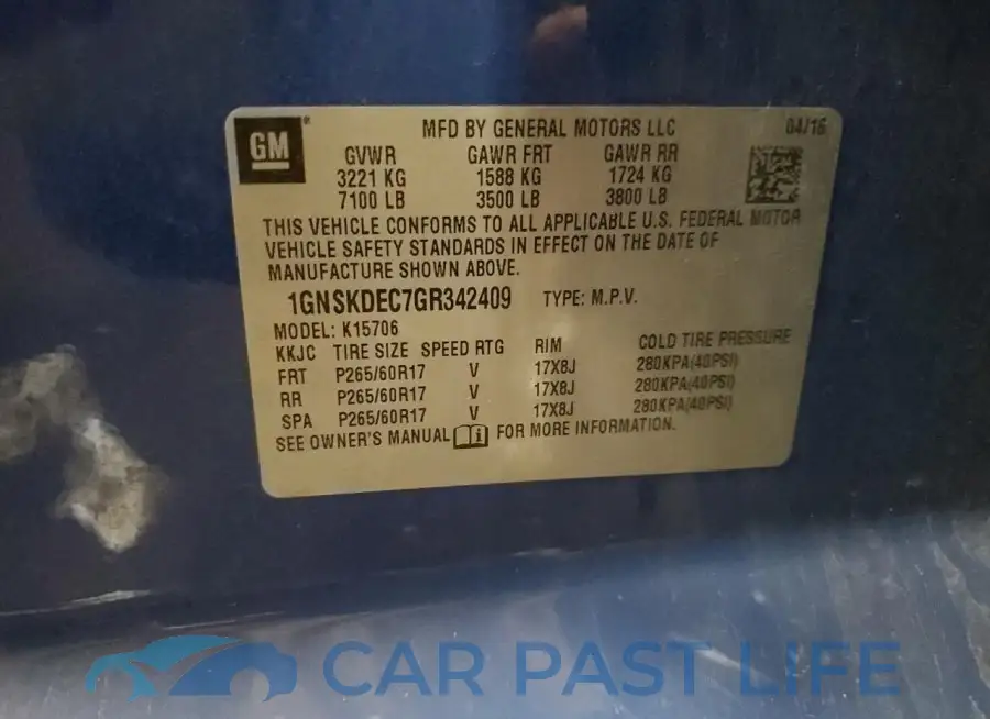 1GNSKDEC7GR342409# 13