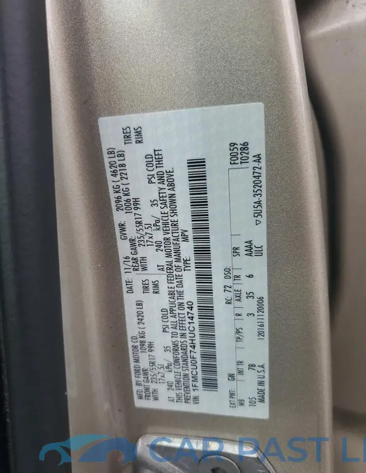 1FMCU0F74HUC14740# 13