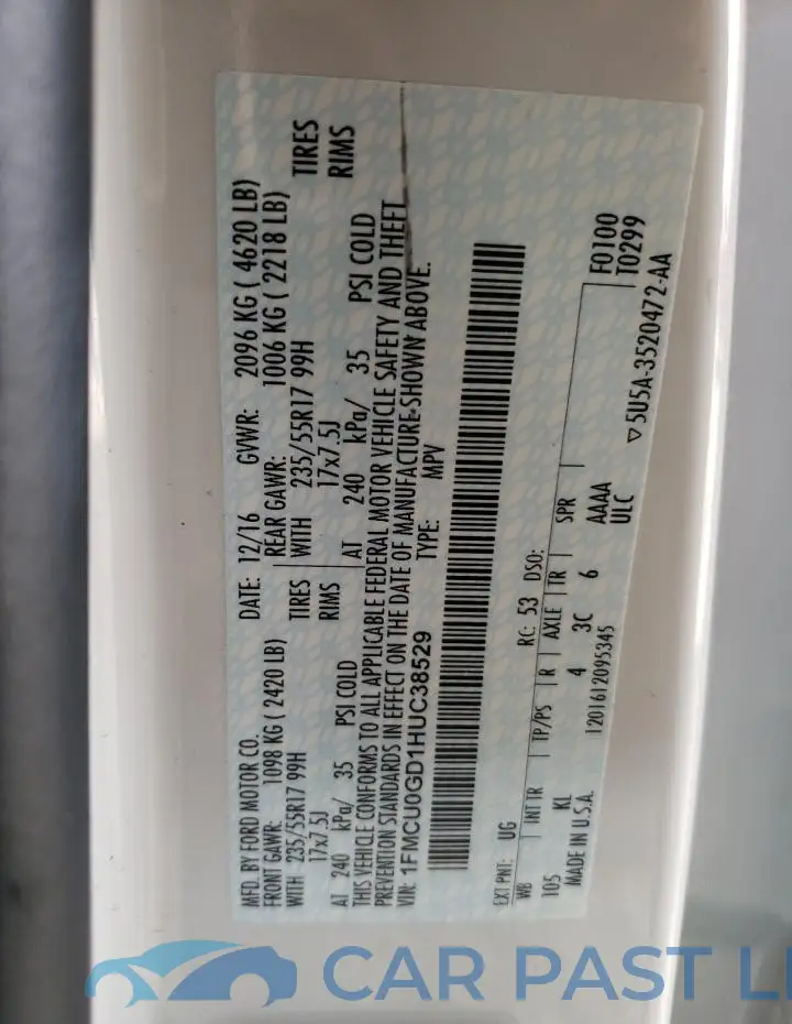 1FMCU0GD1HUC38529# 13