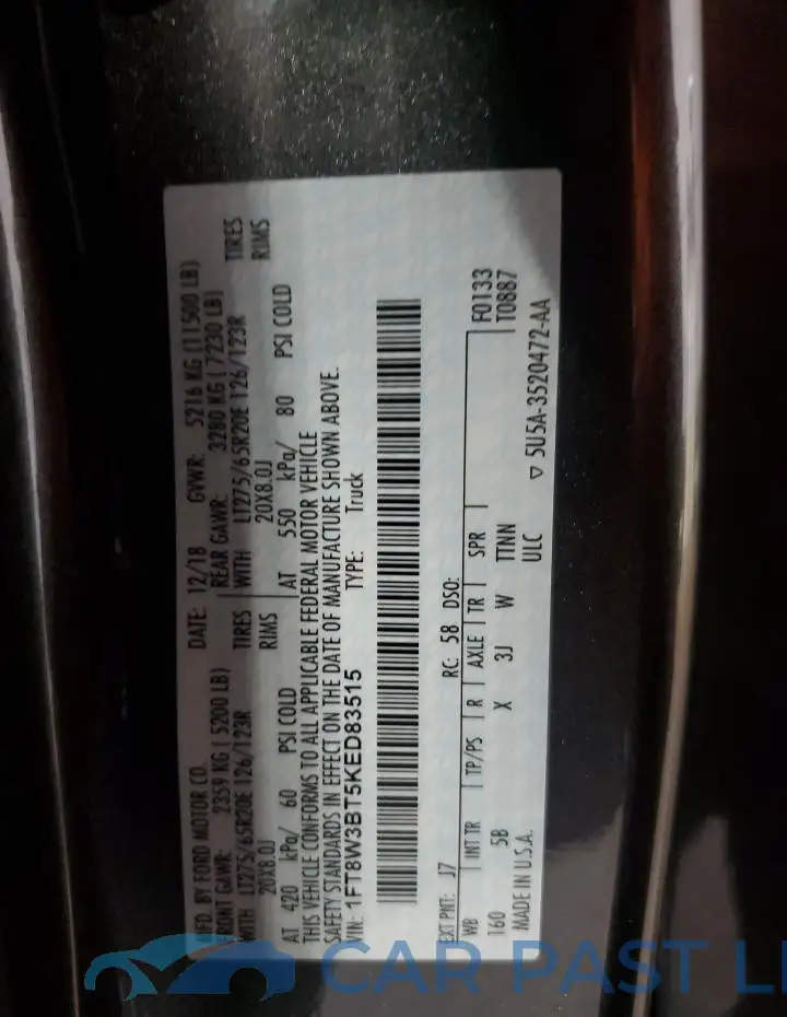 1FT8W3BT5KED83515# 12