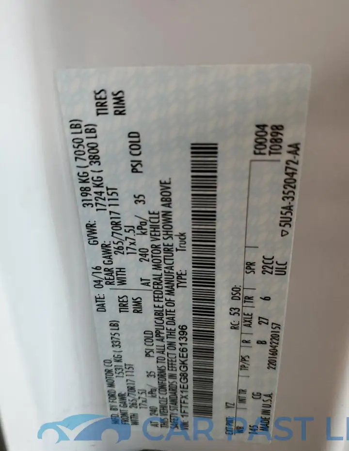 1FTFX1EG8GKE61396# 12