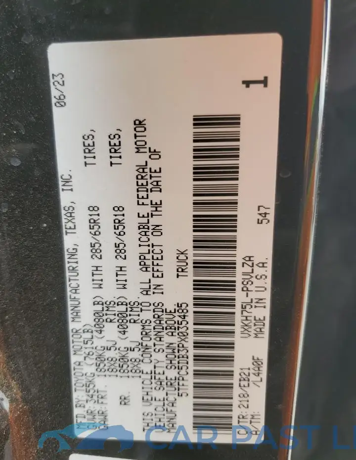 5TFPC5DB3PX035485# 12