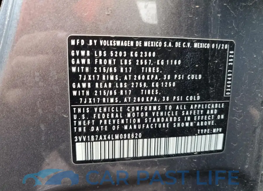 3VV1B7AX4LM098620# 13