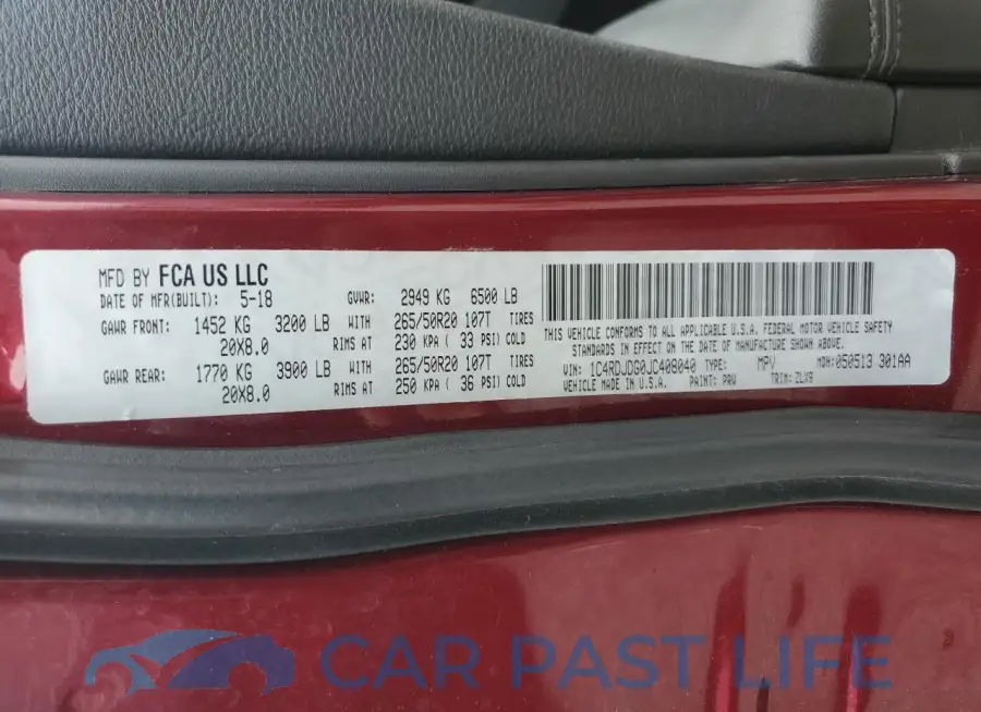 1C4RDJDG0JC408040# 13