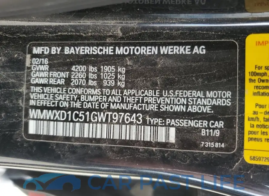 WMWXD1C51GWT97643# 13
