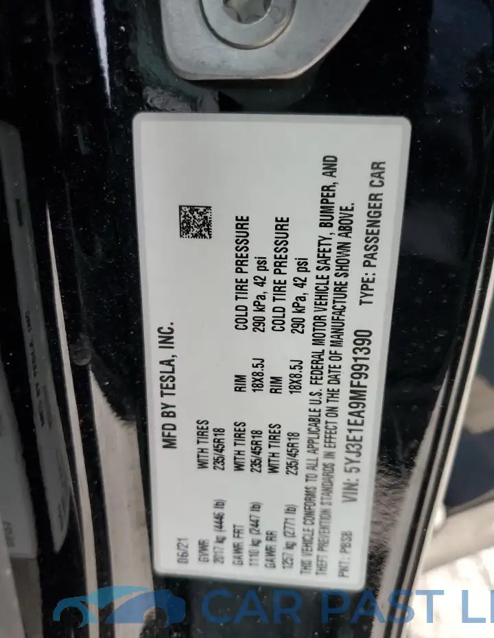 5YJ3E1EA9MF991390# 12