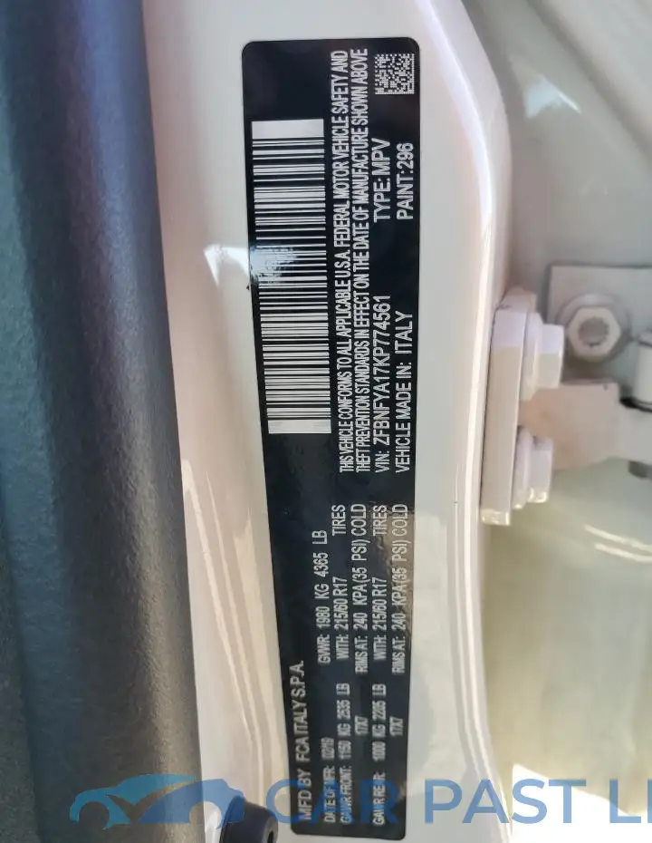 ZFBNFYA17KP774561# 12
