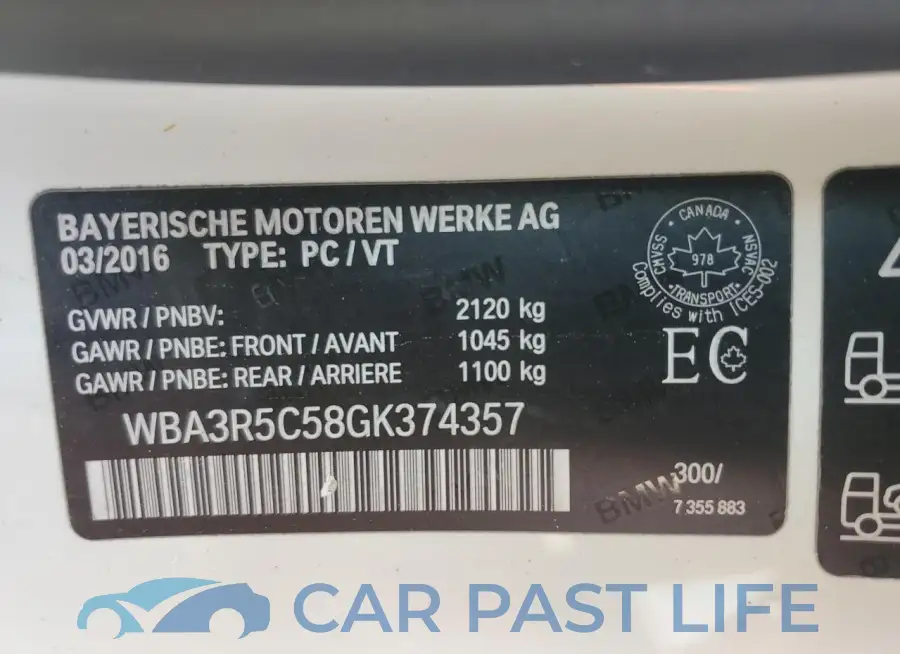 WBA3R5C58GK374357# 12