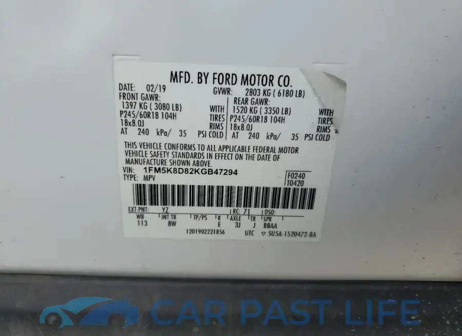 1FM5K8D82KGB47294# 12