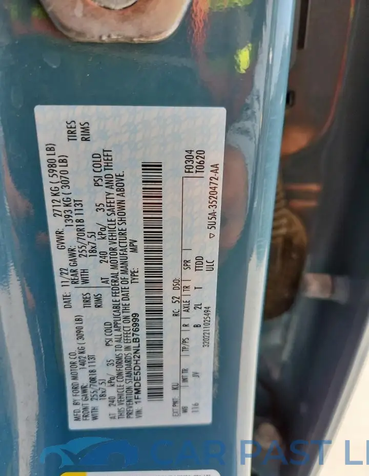 1FMDE5DH2NLB76999# 13