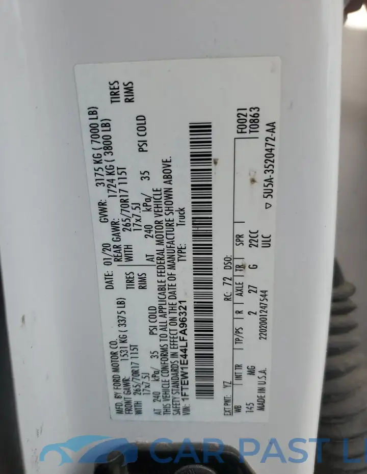 1FTEW1E44LFA96321# 12