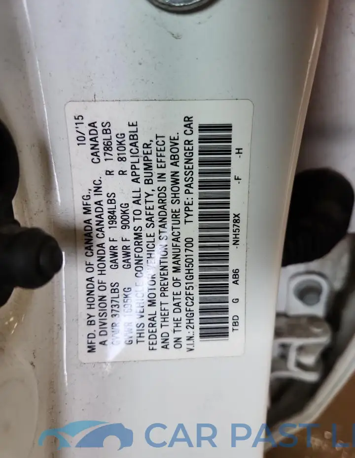 2HGFC2F51GH501700# 12