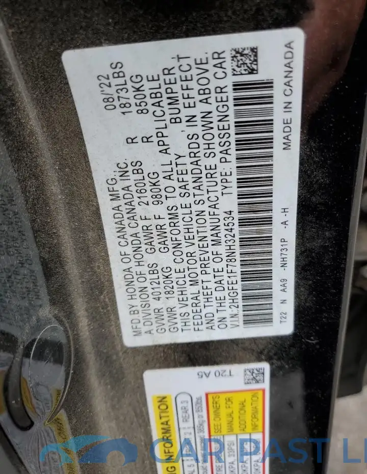 2HGFE1F78NH324534# 13
