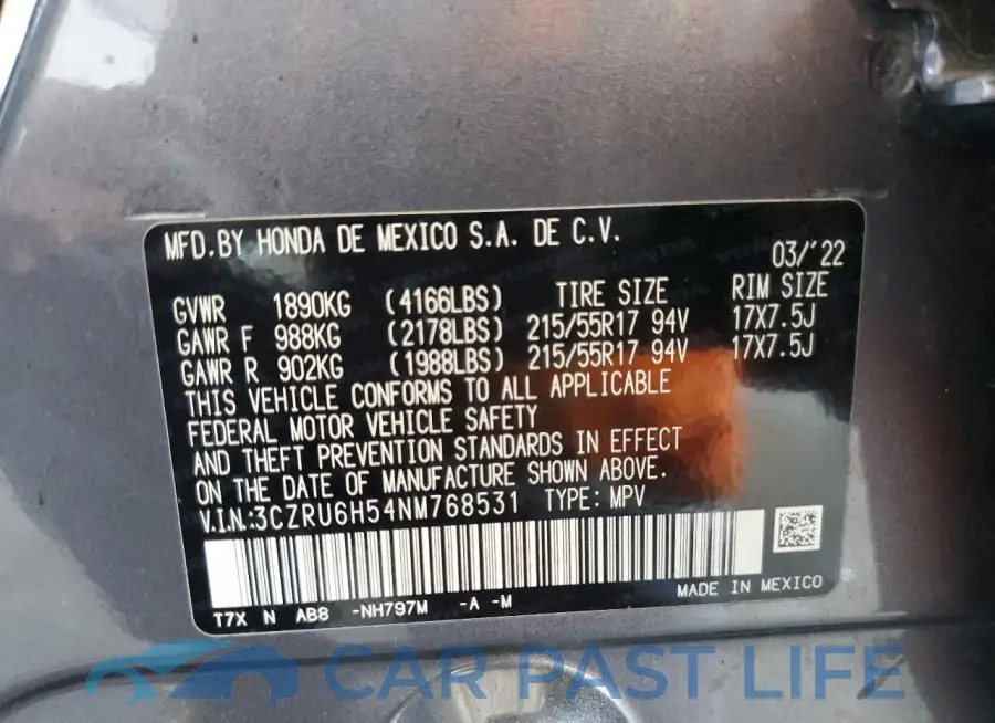 3CZRU6H54NM768531# 13