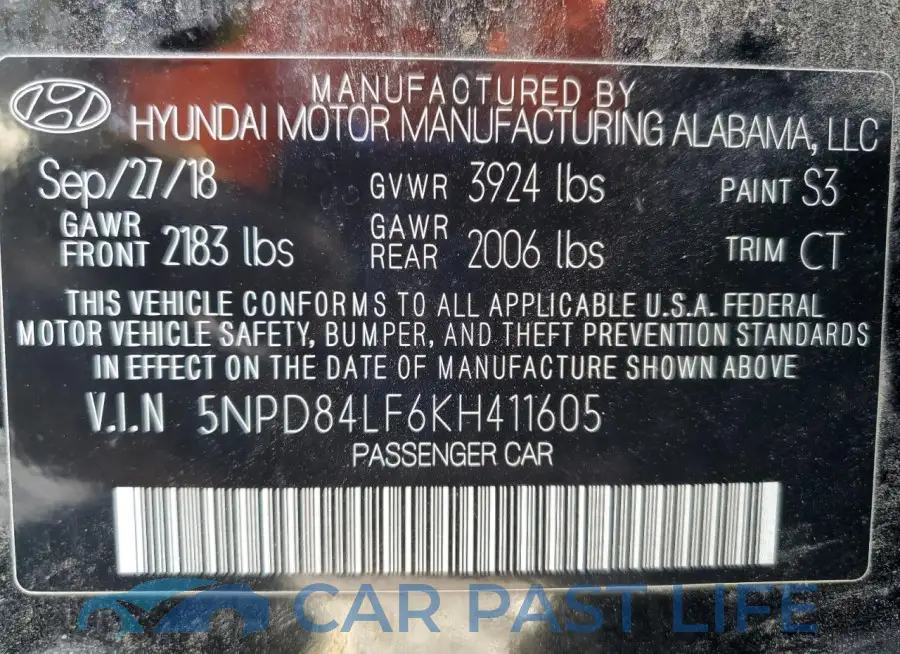5NPD84LF6KH411605# 12