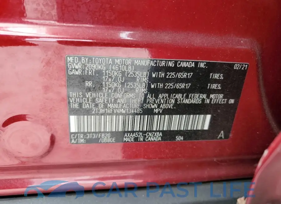 2T3H1RFV4MW134485# 13
