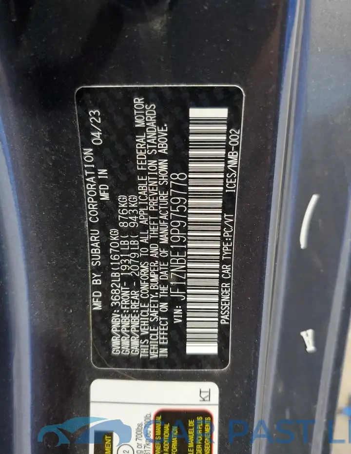 JF1ZNBE19P9759778# 12