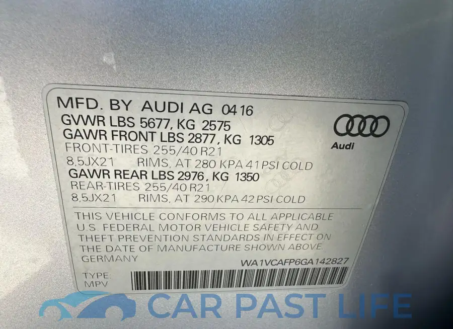 WA1VCAFP6GA142827# 10