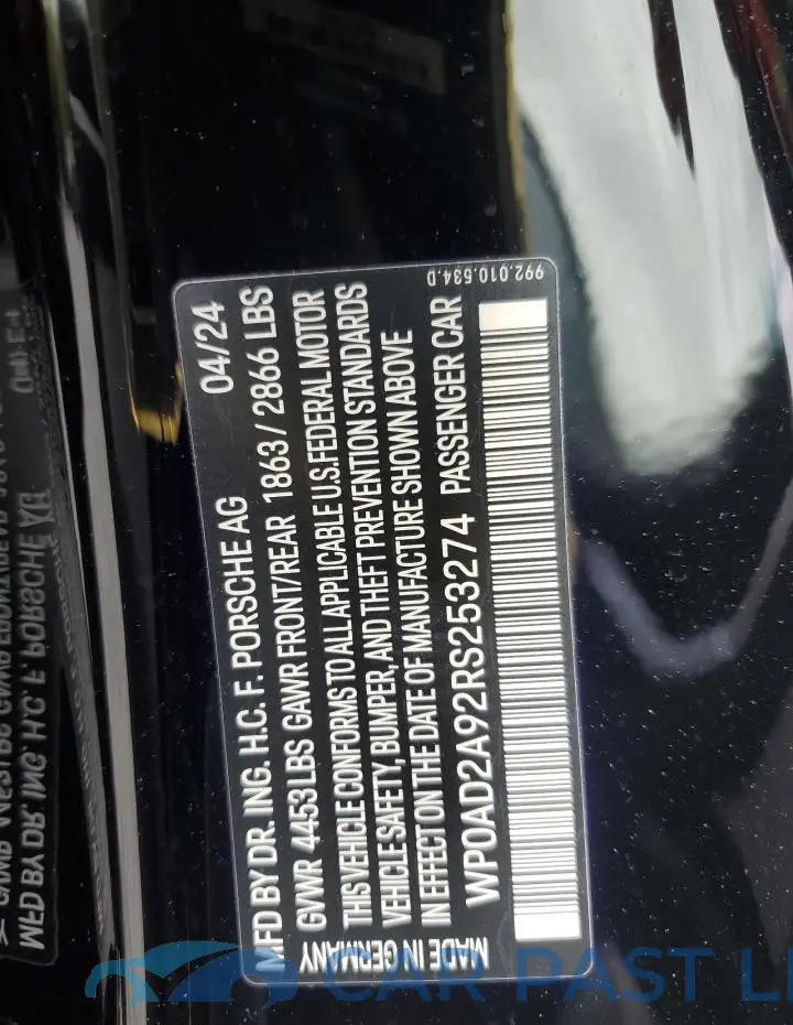 WP0AD2A92RS253274# 12