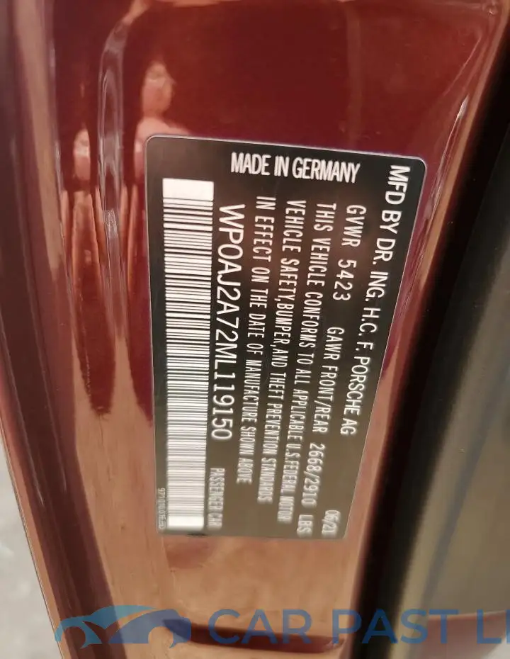 WP0AJ2A72ML119150# 12