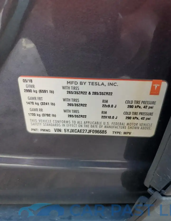 5YJXCAE27JF096685# 12