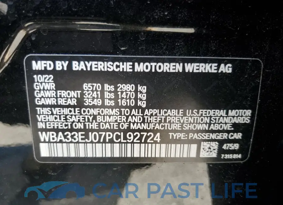 WBA33EJ07PCL92724# 12