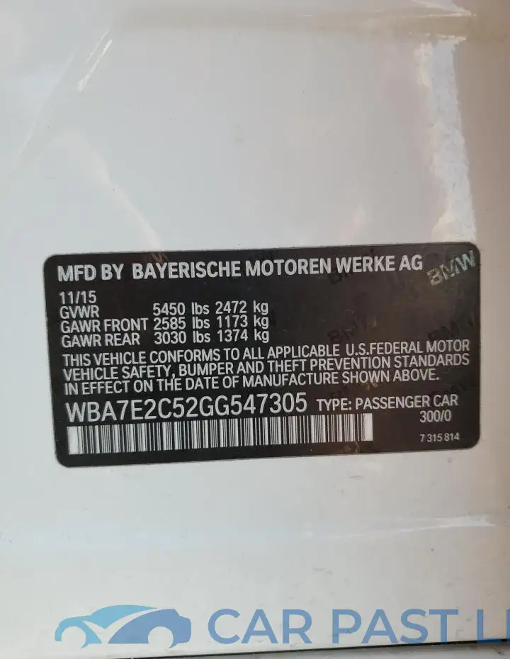 WBA7E2C52GG547305# 12